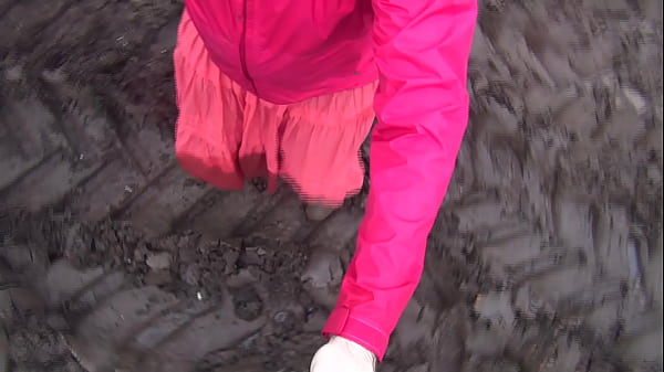Brokenbitch filling the solesof her_rubberboots withmud