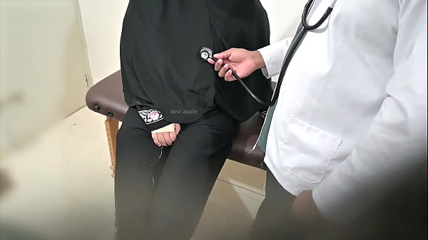 Doctor using muslim girl in clinic 