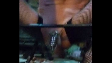 Locked  up and using my manpussy on my new sex chair