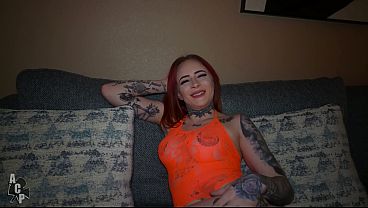 Tatted White Girl Fucks & Sucks Nerdy Geezer Looking For A Step Up In Life thumbnail