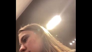 Teen Blonde Amateur Fingering Her Wet Pussy in Public