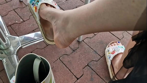 Sexy Dangling Sweaty Slippers At The Bar thumbnail