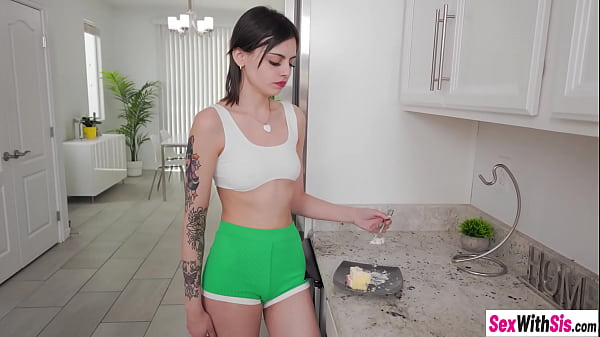 Teen swallowed big dick and enjoyed hardcore pussy fucking by big dick stepbro 