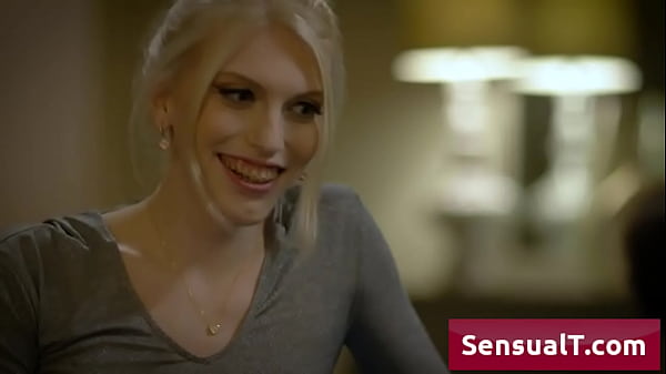 Naughty blondie shemale enjoy talking about her sex life and gets seduced by her friend 