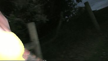 Trashy milf inserts huge butt plug tail with led lights and walks to ocean past swimmers preview