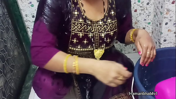 Indian desi wife taking bath