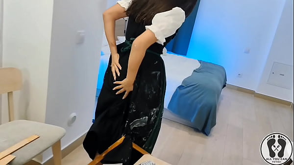 Austrian woman in dirndl getting dirty 