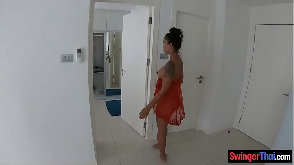 Thai amateur babe with big tits blowjob and kitchen bang 