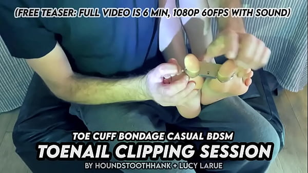 Toe cuff bondage casual bdsm toenail clipping session 