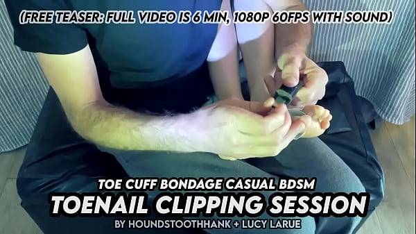 Toe cuff bondage casual bdsm toenail clipping session 