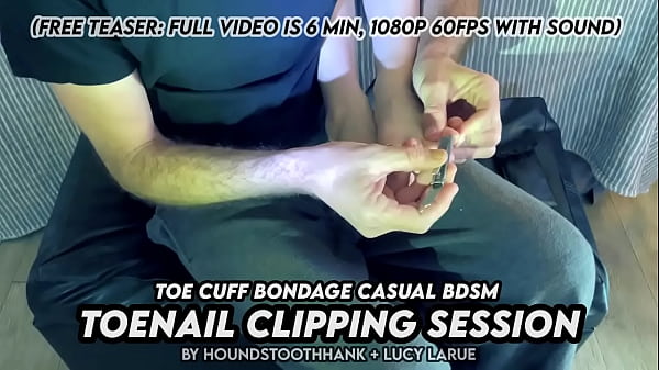 Toe cuff bondage casual bdsm toenail clipping session 