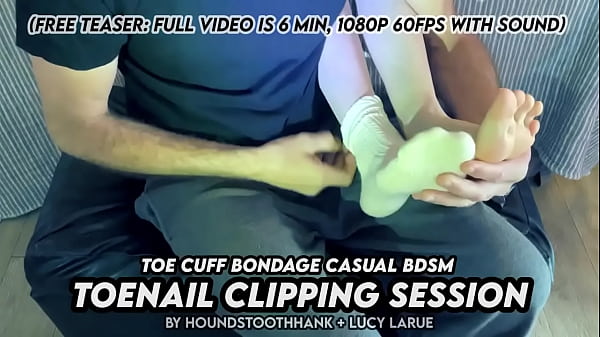 Toe cuff bondage casual bdsm toenail clipping session 
