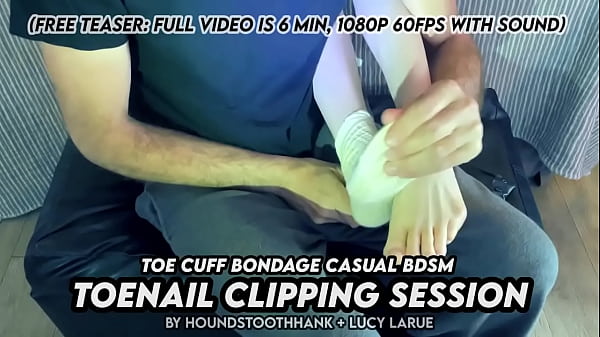 Toe cuff bondage casual bdsm toenail clipping session 