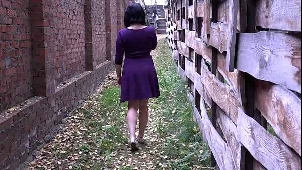 Play MP4 - Brunette with a anal plug in the ass walks on the street&period; Amateur fetish under a dress without panties and unusual anal pleasure&period;
