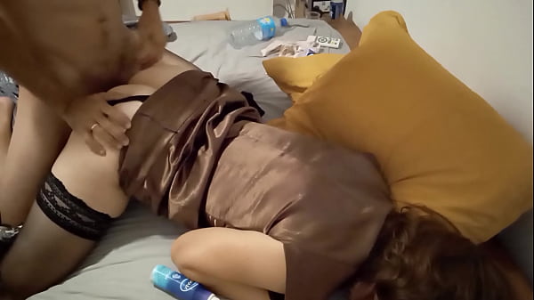 White amateur homemade couple satin lingerie panties clothed sex heels & stockings blowjob rimjob sucking dick licking cock