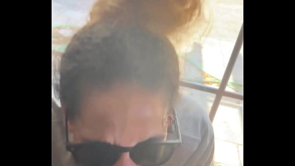 Fye red lightskin ebony slut little step sister giving blowjob in front of window gets cum on her face while her boyfriend is looking for her 