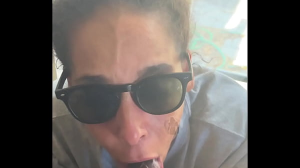 Fye red lightskin ebony slut little step sister giving blowjob in front of window gets cum on her face while her boyfriend is looking for her