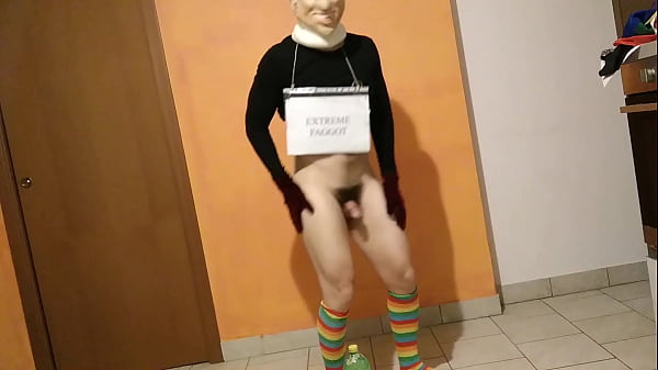 Faggot walking with very hard insertion 