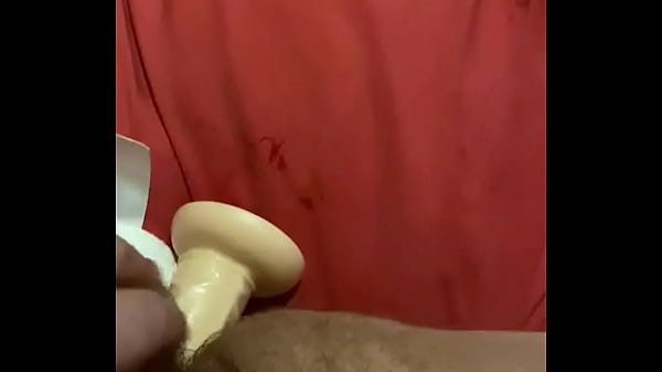 Using my big dildo to fuck my tight ass with moaning