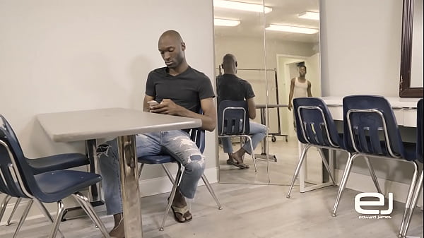 Athletic black studs bareback each other 