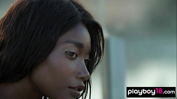 Skinny African beauty introducing her big black tits 