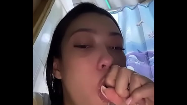 Latina teen deepthroats and drools on dildo 