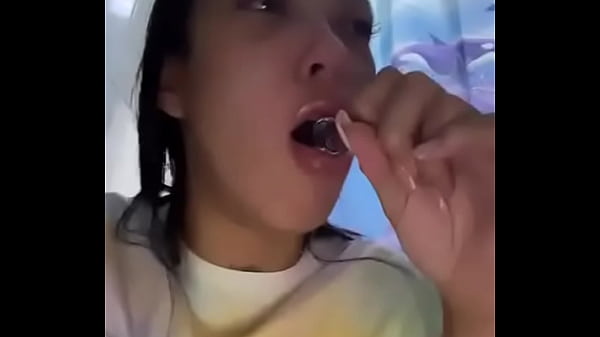 Latina teen deepthroats and drools on dildo 