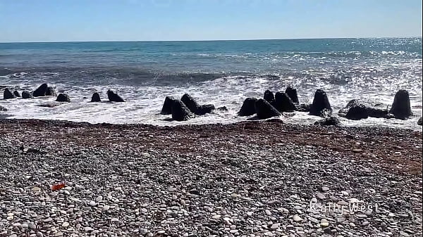 Play MP4 - Wet pussy fucked by big dick on public nude beach Upskirt Close up