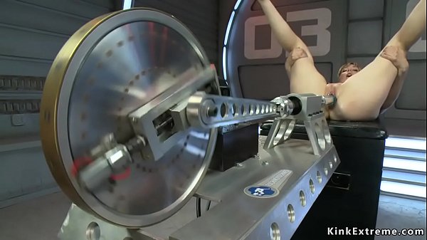 Shaved cuntsolo blonde fucks machine