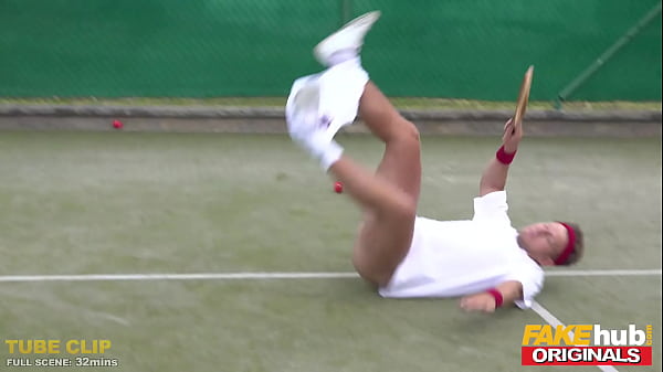 Play MP4 - FAKEhub - Sexy Tennis ball girl pranks the boys before sucking their cock and seducing them with her hot natural fit body in the sauna ending with threesome