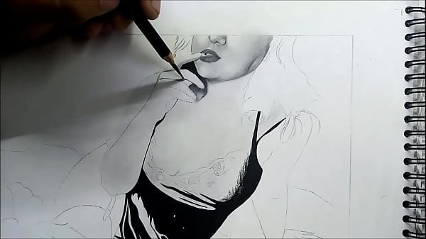 Dibujo de una chica en lenceria