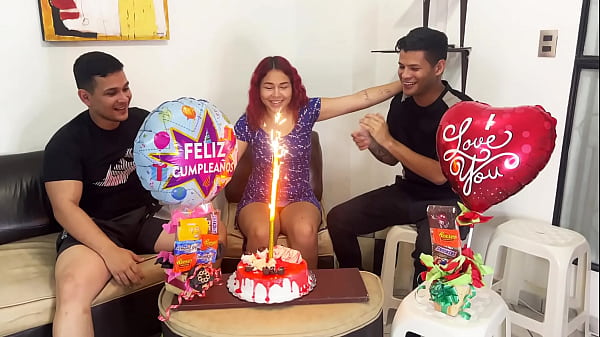 Beautiful stepmom is fucked by her 2 stepson on her birthday when her husband is working