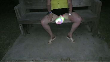 Trashy Milf Inserts Huge Butt Plug Tail With Led Lights And Walks To Ocean Past Swimmers thumbnail