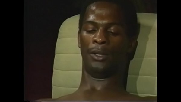 Older black guy gets on his knees and takes guys cock in his mouth to give some head 