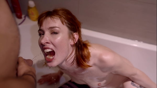 Massive cum and piss bukkake for skinny slut pixie pink drenched in cum and washed in piss