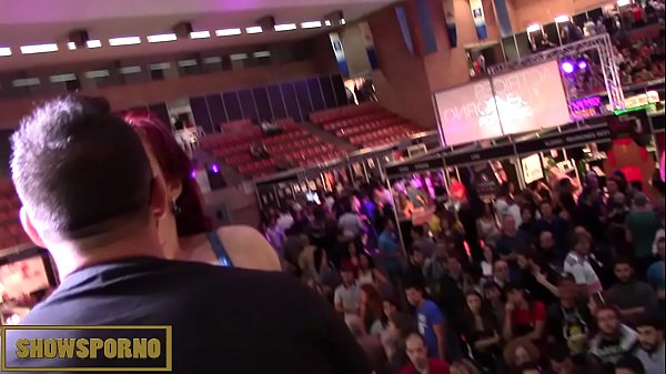 Redhead blowjob and fuck in public stairs