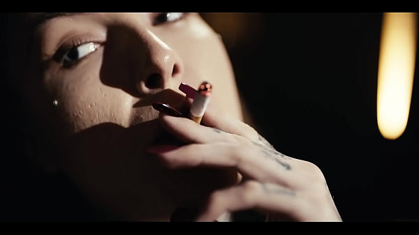 Tattoed beauty loves to smoke while sucking cock reverse cowgirl smoking cigarette fetish porn