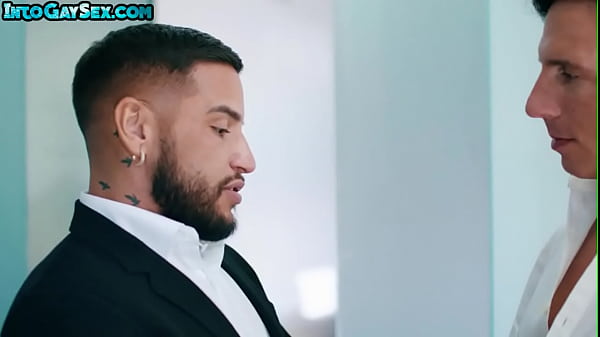 Bareback loving couple in passionate bedroom anal sex 