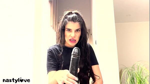 Hot Teen does JOI Dirty Talk while sucking on a Big Black Dildo