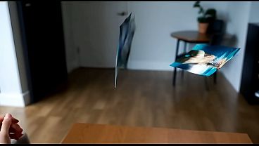 Clownfish robot android with a camera films women underwater 