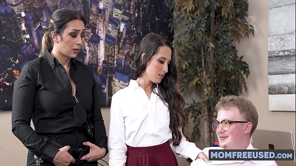 Mil is a milf cop & she joins her step daughter riding him in jail