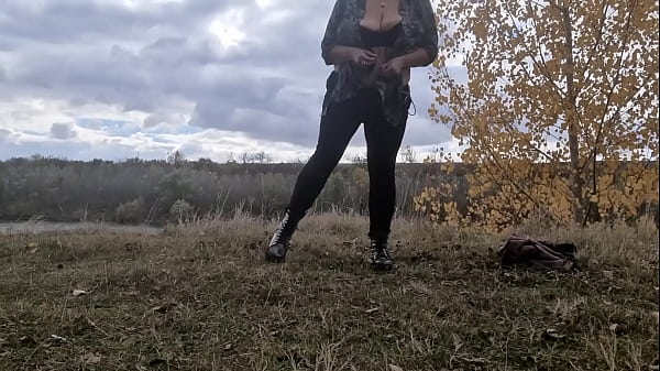 Big boobs Mature_hot play public in forest