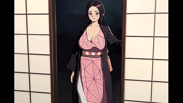 Nezuko fucks_Mitsuri_after she returns home