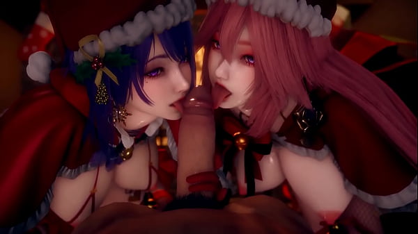 Threesome sex with yae miko and raiden shogun 3d 