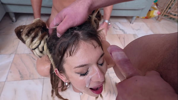 Piss in my mouth eva fay's tight little holes get double penetrated and double vaginaed by big cocks eks562