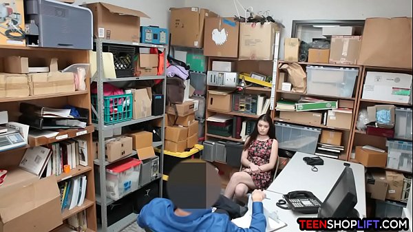 Busted teen shoplifter offers her pussy to a security guard