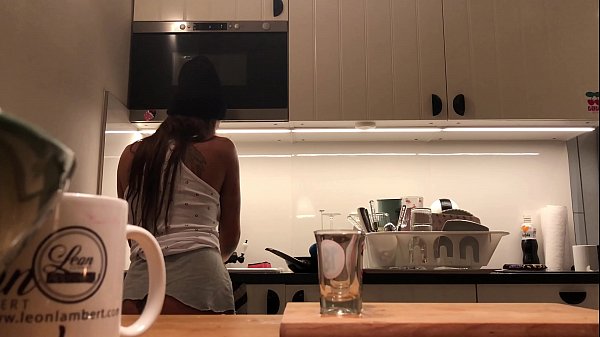 Braless No Panties inthe Kitchen finishes the Dishes
