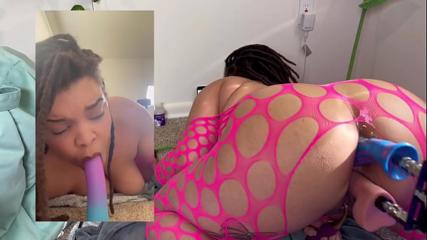 Dp fuck machine with beautiful ebony model 