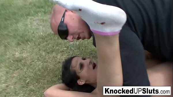 Knocked up slut takes care ofa big cock outdoors!