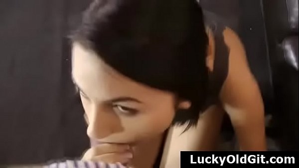 Older British guy fucking slutty young brunette